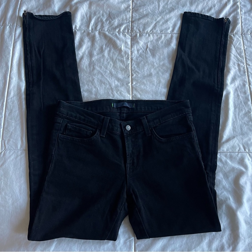 J BRAND 9612 THE DEAL ANKLE ZIP SLIM FIT JEANS IN BLACK NOIR